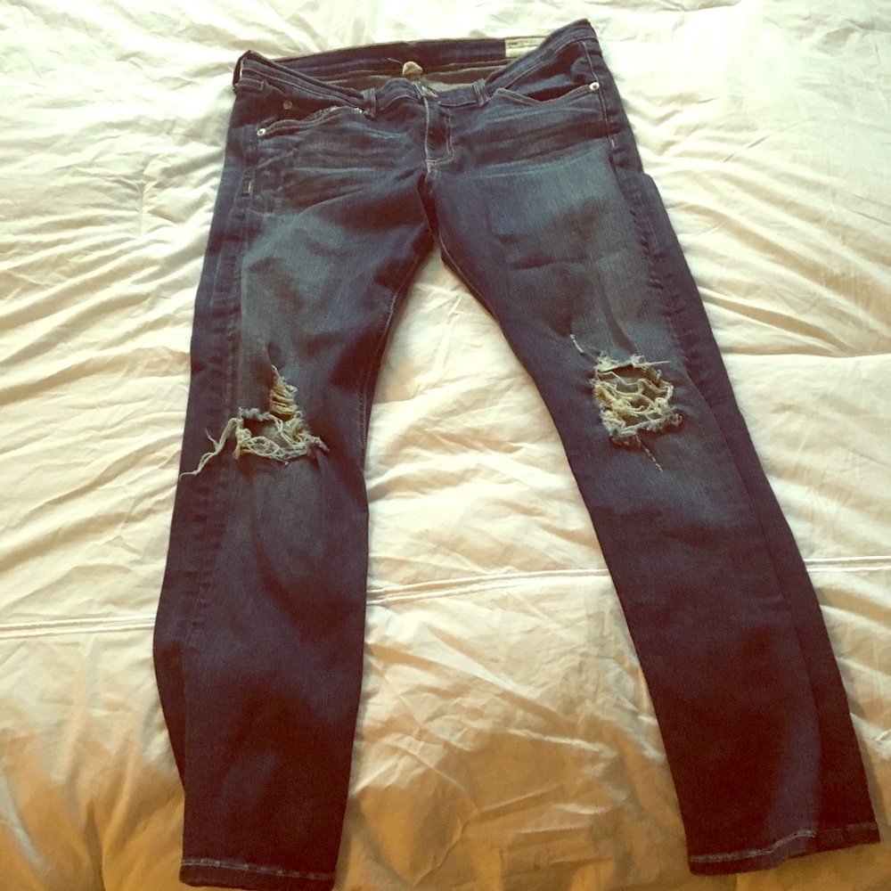 Crop Skinny stretch distressed denim