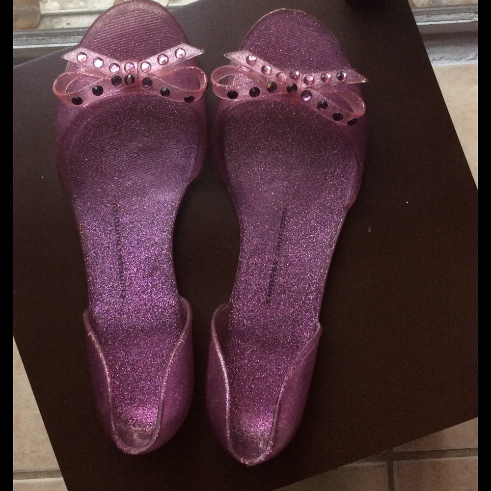 Chinese laundry pink glitter jelly flats