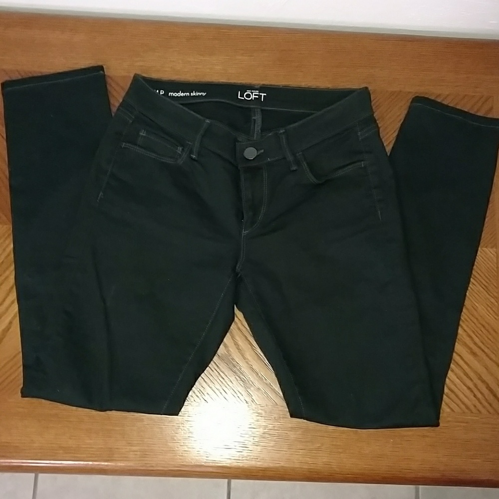 Ann Taylor LOFT modern skinny dark green skinny je