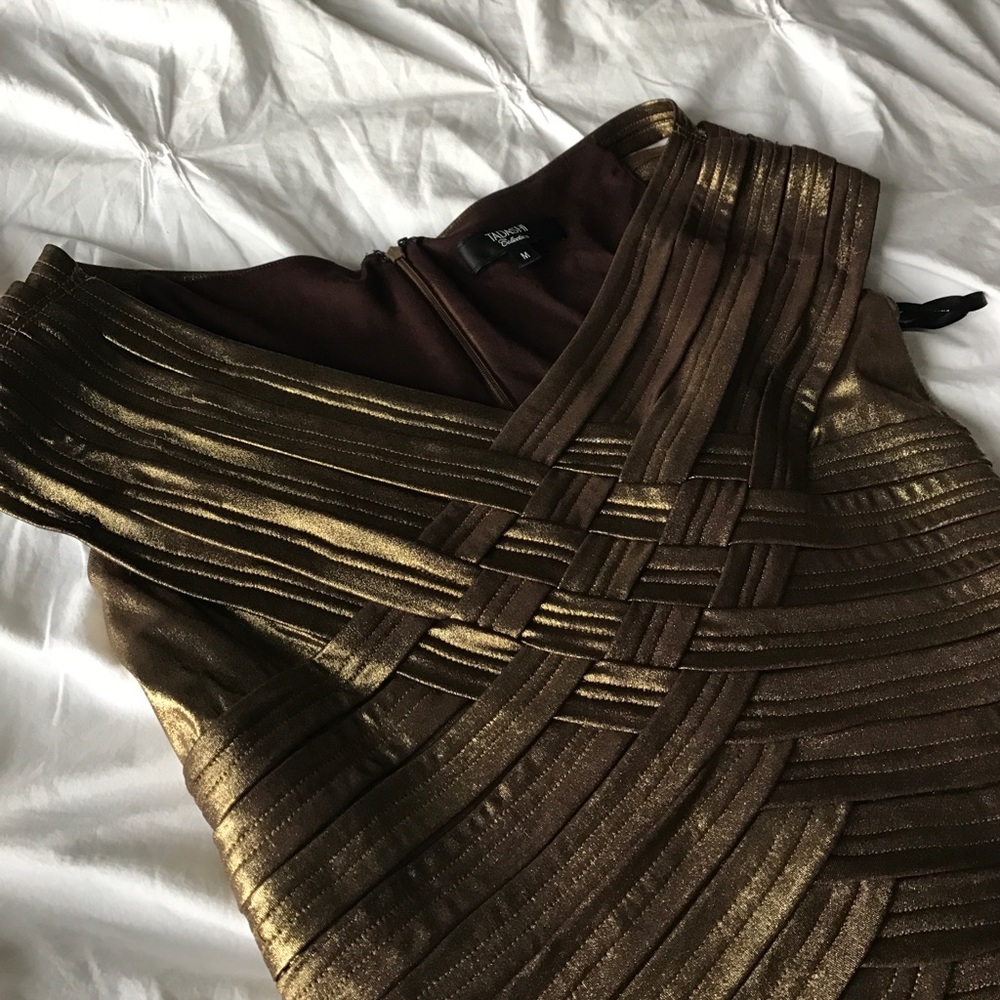 Tadashi collection STUNNING gold bandage dress!
