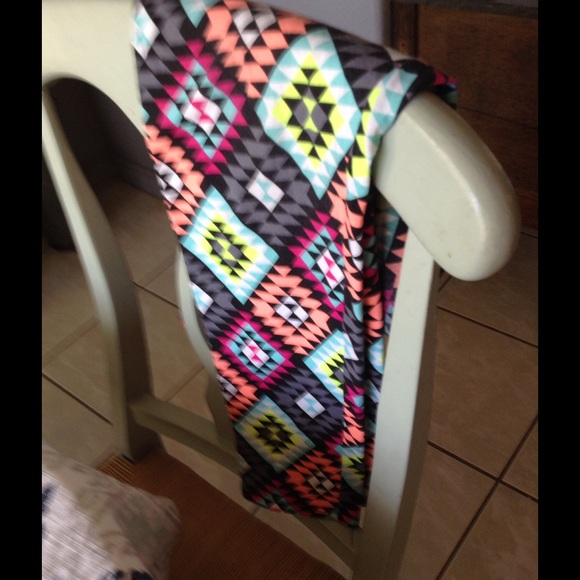 No Boundaries Pants - Neon Aztec print stretch pants