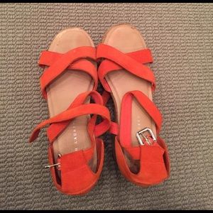 Strapped orange Ralph Lauren wedges