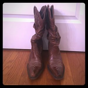 Cognac leather cowboy boots