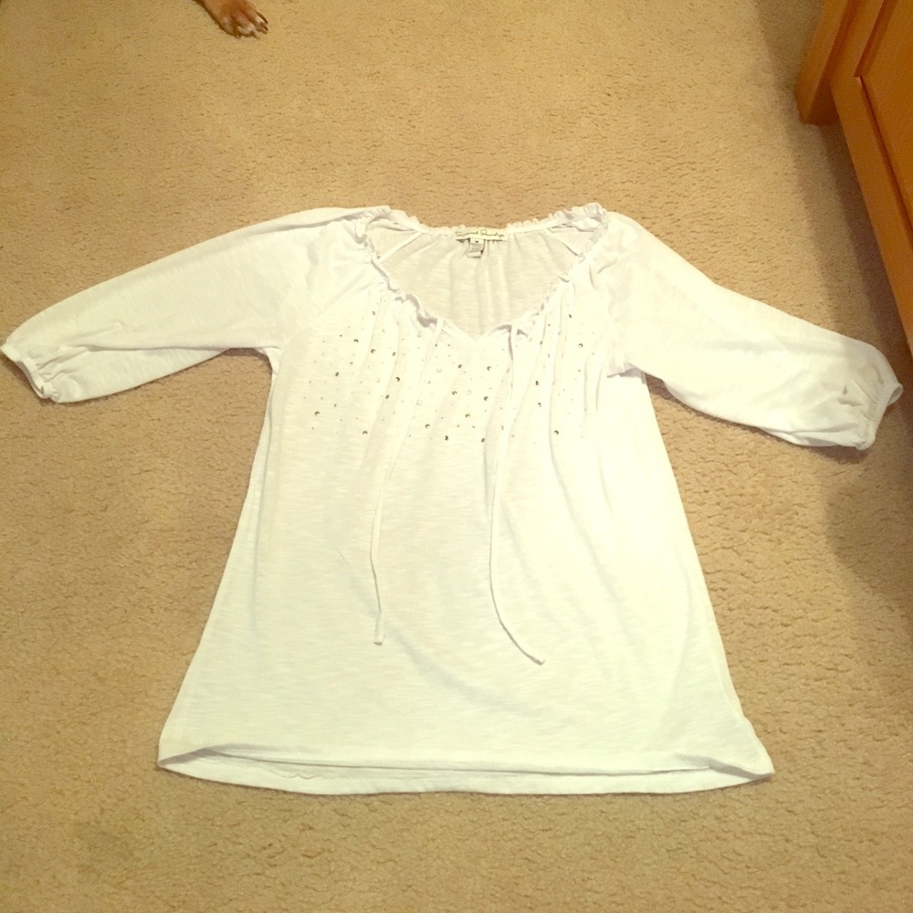 3/4 sleeve white top