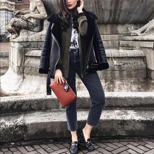 NWOT ZARA oversized faux fur collar biker jacket