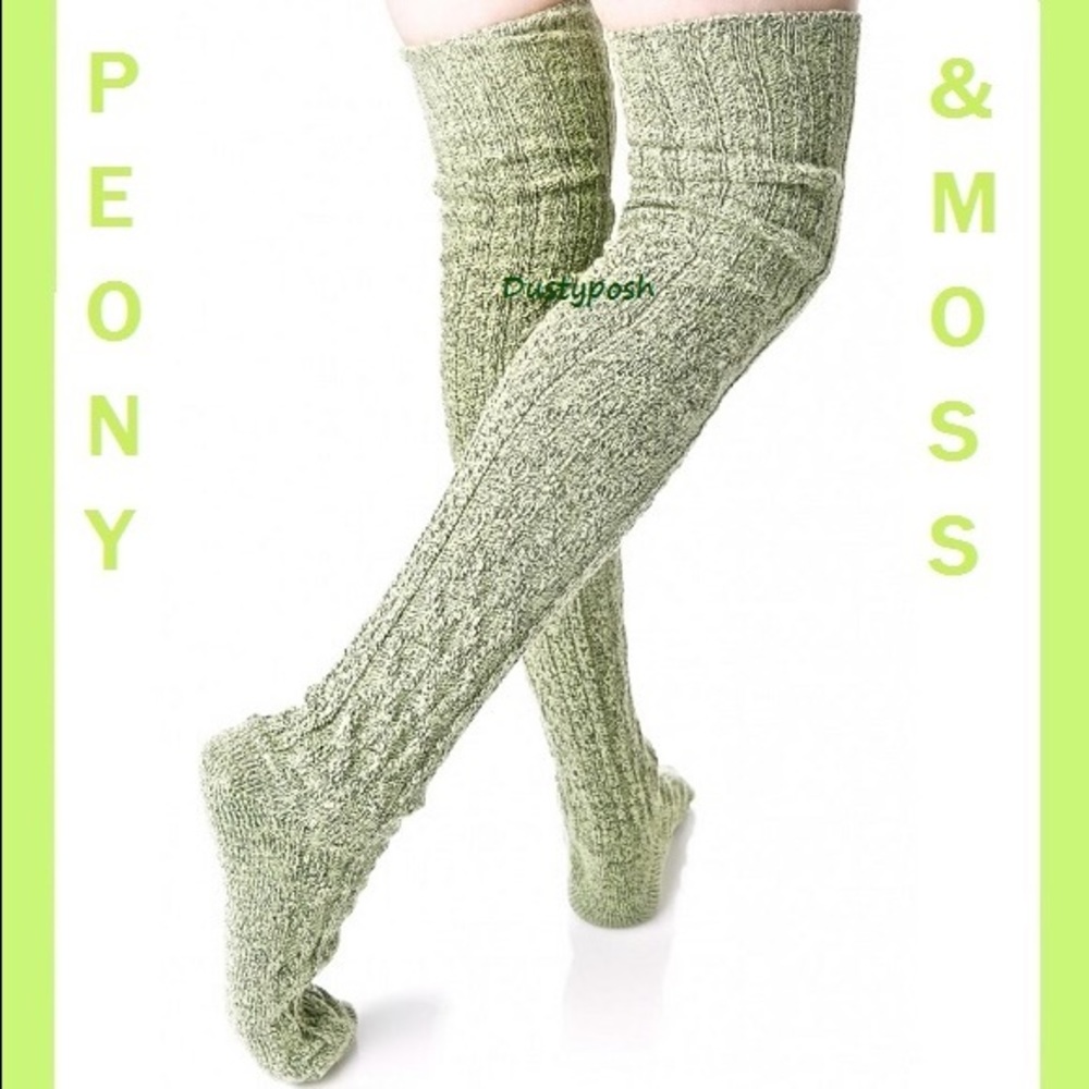 Peony and Moss Cable Thigh High Socks Over The Knee Anthropologie Warm Cozy Cute