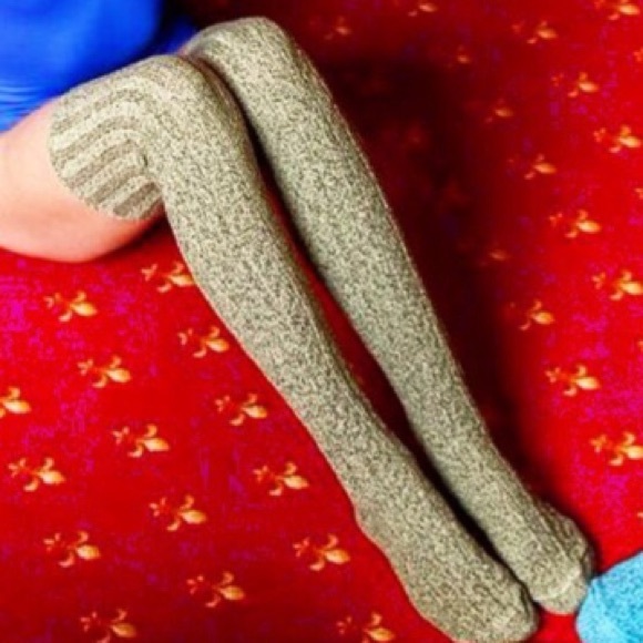 Peony and Moss Cable Thigh High Socks Over The Knee Anthropologie Warm Cozy Cute - Picture 2 of 6
