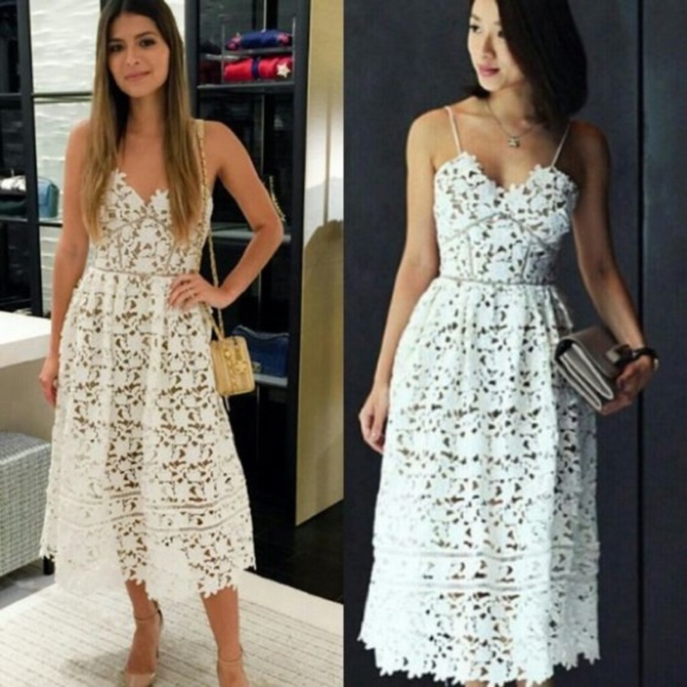 NWT Self Portrait Azaelea midi dress in white. US4