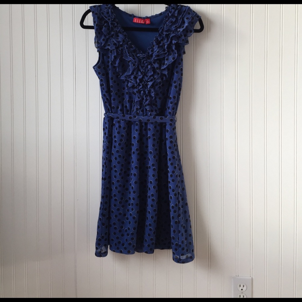 Blue. Polkadot dress