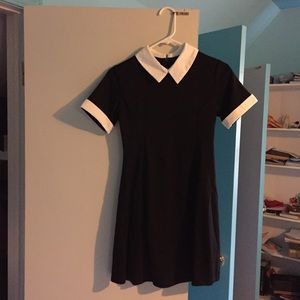 Black Lapel Zipper Dress