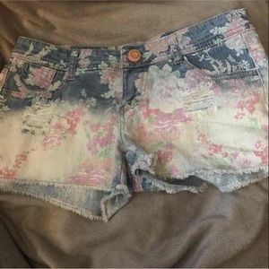 Floral jean shorts