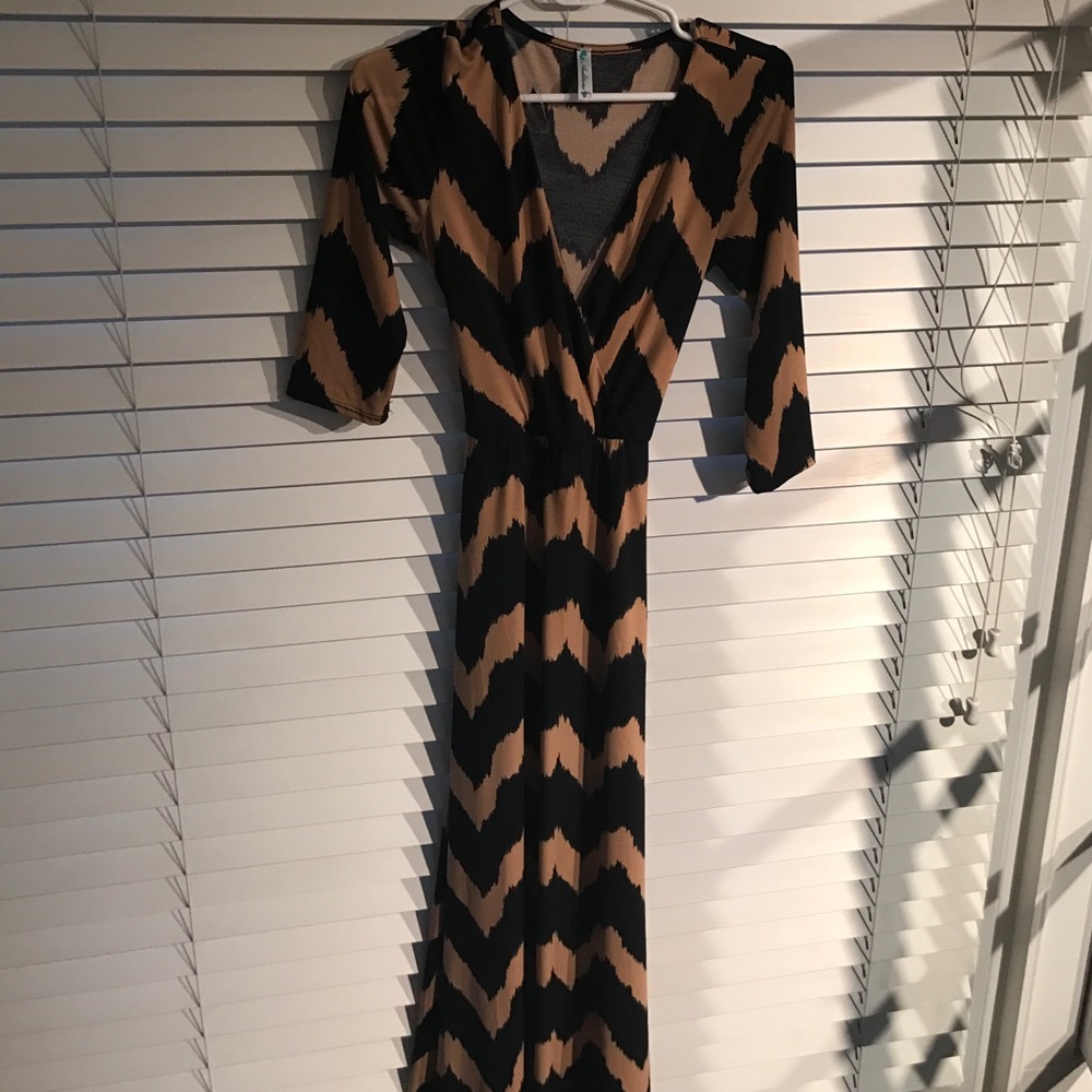 Auditions Tan and Black Long dress