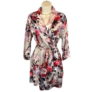 Silky Floral Print Bathrobe