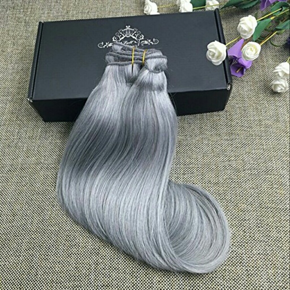 Silver Clip In Indian Remy Hair 12 inch!! main image 4