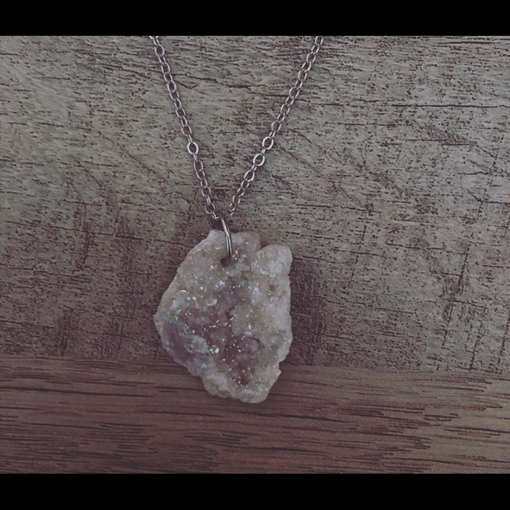 Sparkling Natural Cut baryte Mineral on Silver