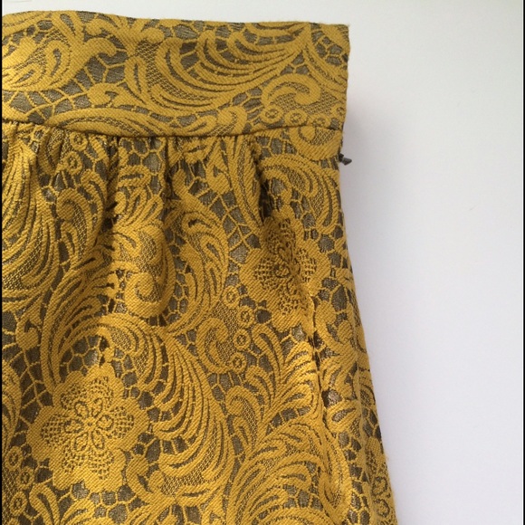 Tibi Golden BRONZE lace print skirt sz 2 - Picture 2 of 4