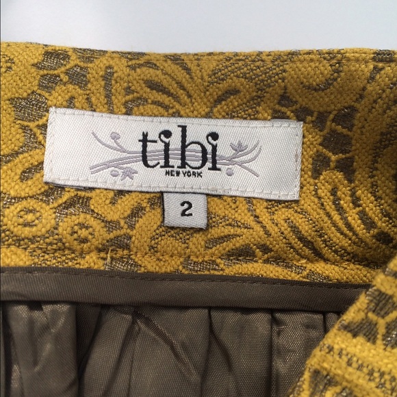 Tibi Golden BRONZE lace print skirt sz 2 - Picture 3 of 4