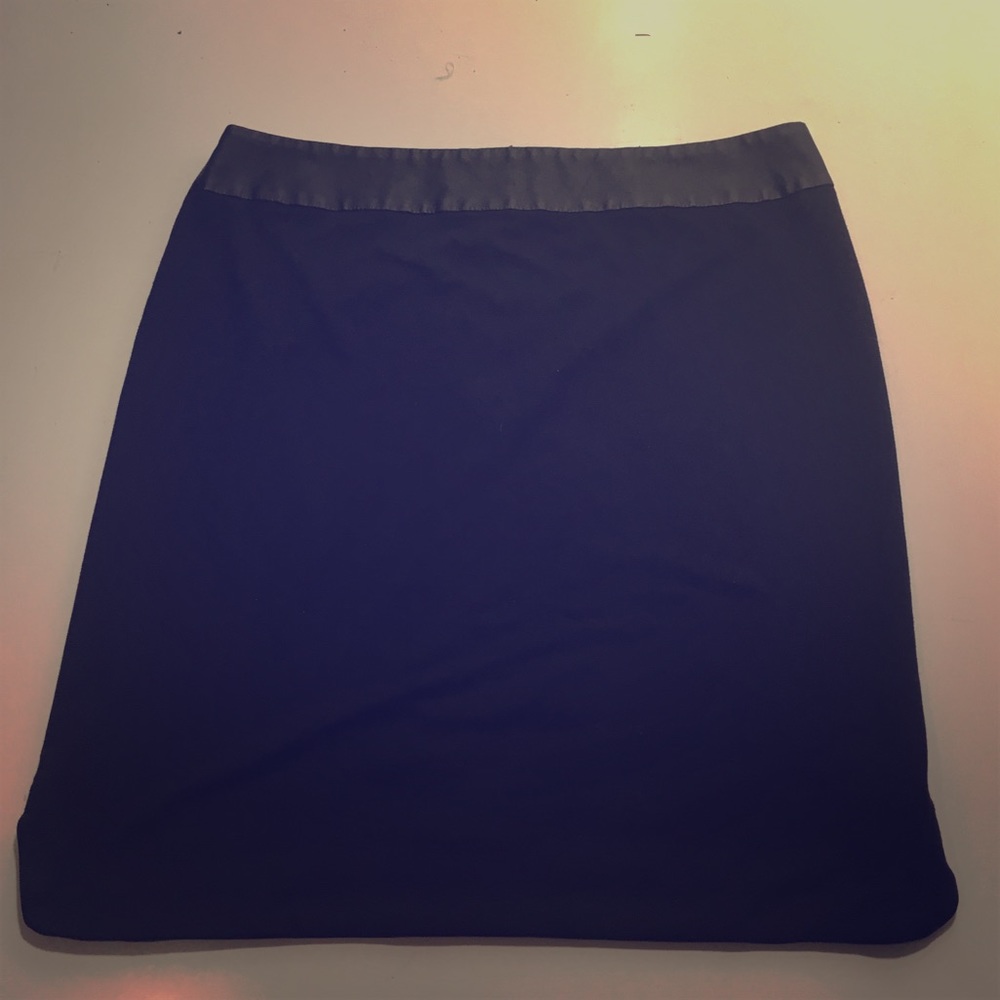 Black pencil skirt with faux leather waist band