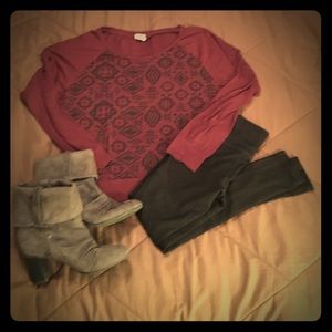 PINK Maroon & Black, Long Sleeve Tee