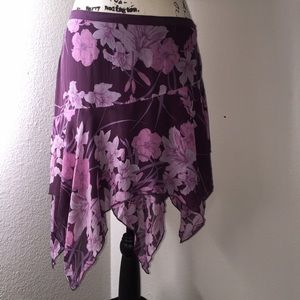 Bebe Floral Silk Chiffon Skirt