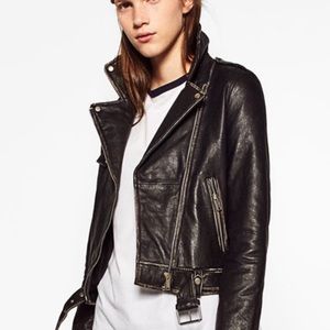 Zara faded leather jacket size S. worn once