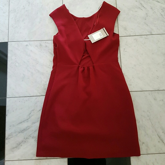 Zara Low Cut Back Burgundy Dress - Picture 2 of 7