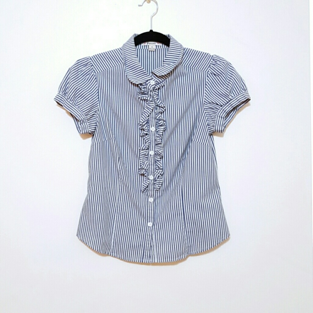 Forever 21 • Striped Ruffle Button Down Blouse