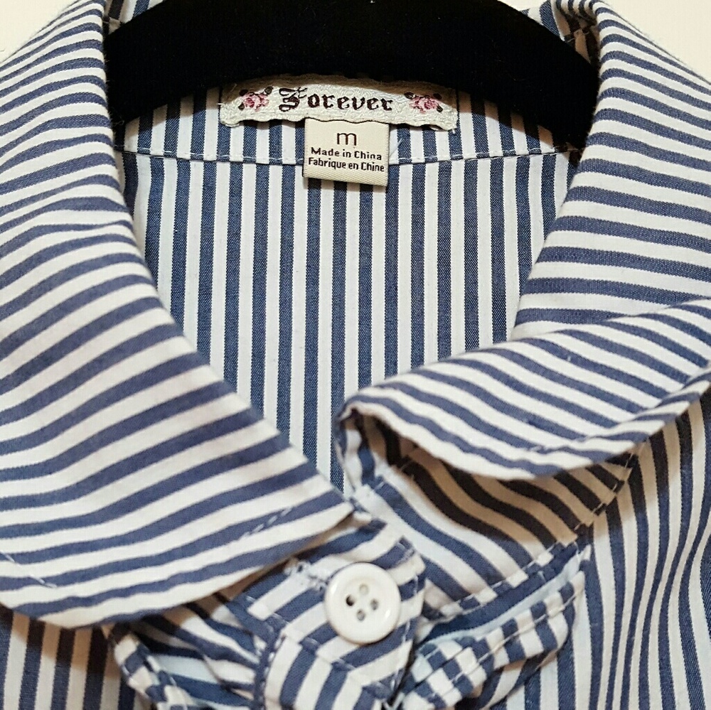 Forever 21 • Striped Ruffle Button Down Blouse - Picture 4 of 6