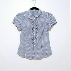 Forever 21 • Striped Ruffle Button Down Blouse