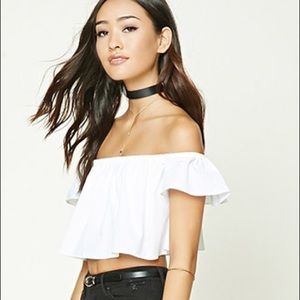 White off the shoulder crop top