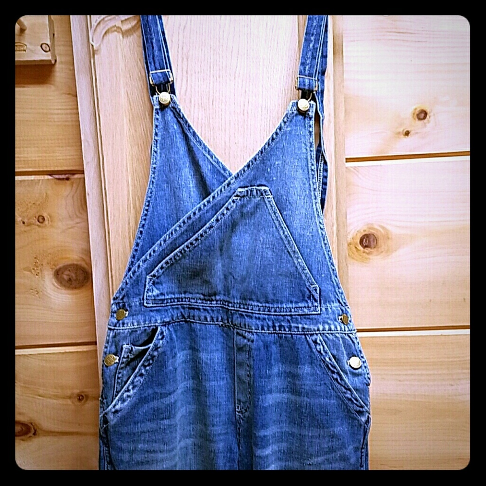 Free People Surplice Denim Overalls size 26