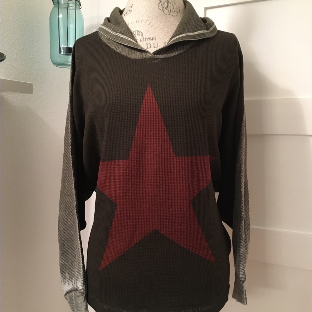GO Couture Distressed Thermal Hoodie