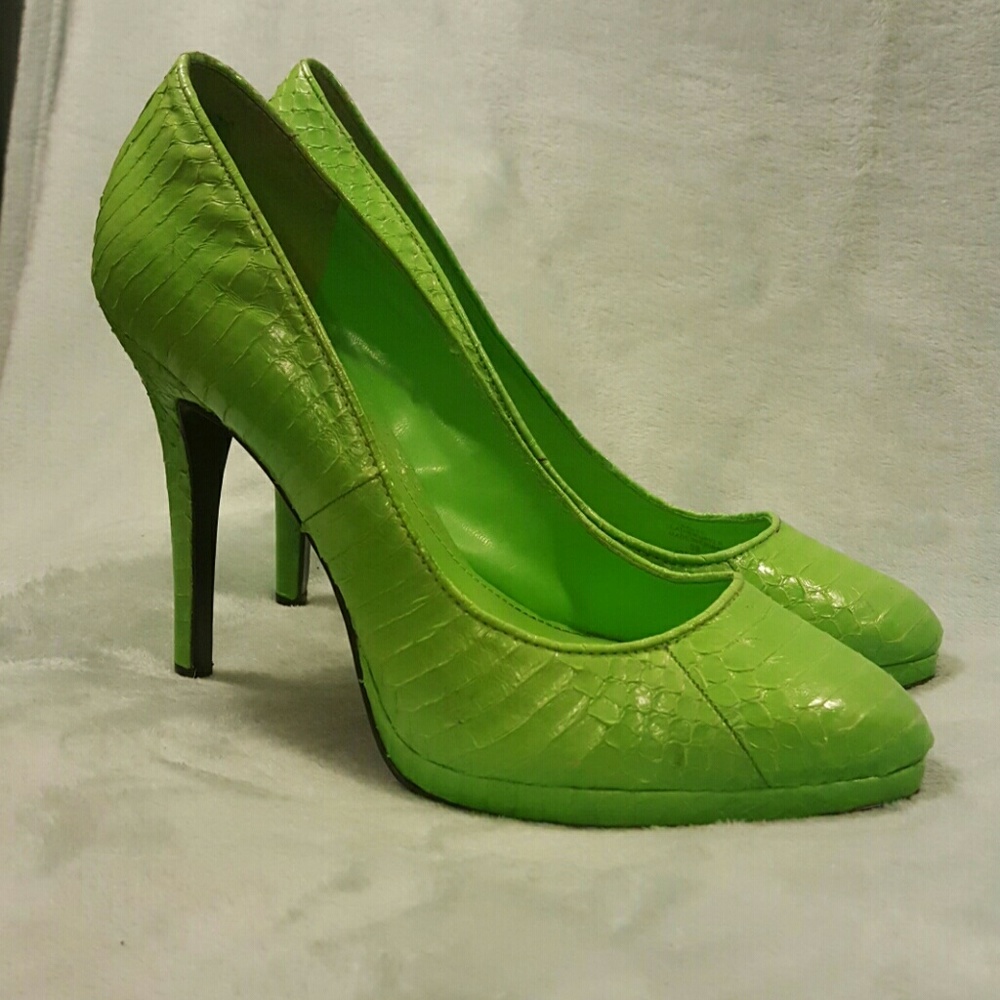 Ralph Lauren Green snake skin heels