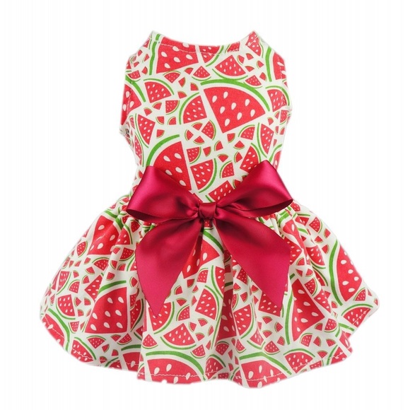 Beautiful Watermelon Dress w/Ribbon - Pet Clothing - Picture 2 of 4