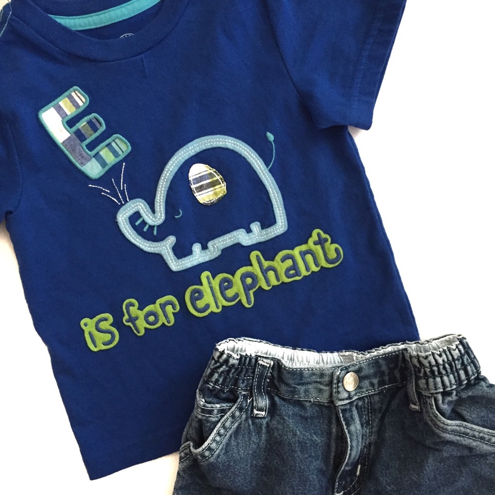 E is for Elephant Baby Boy's Top Size 18 months