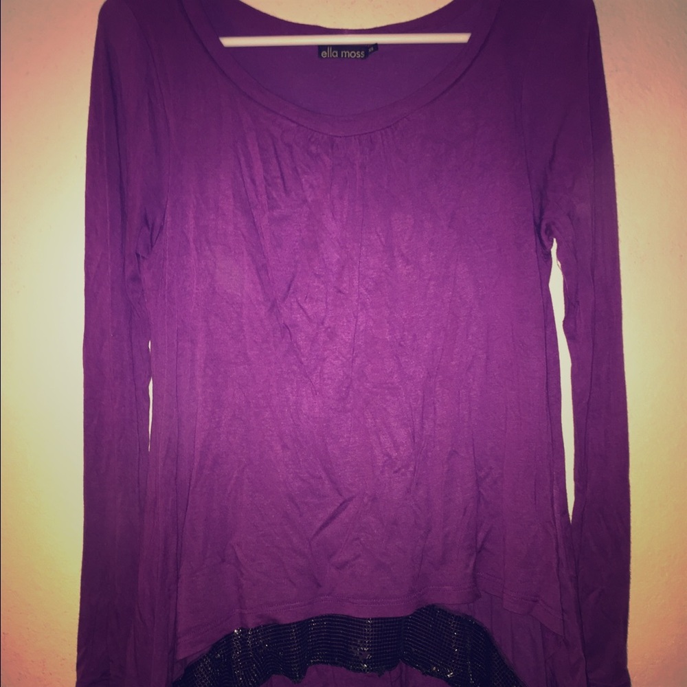 Ella moss long sleeve purple and black sparkle top