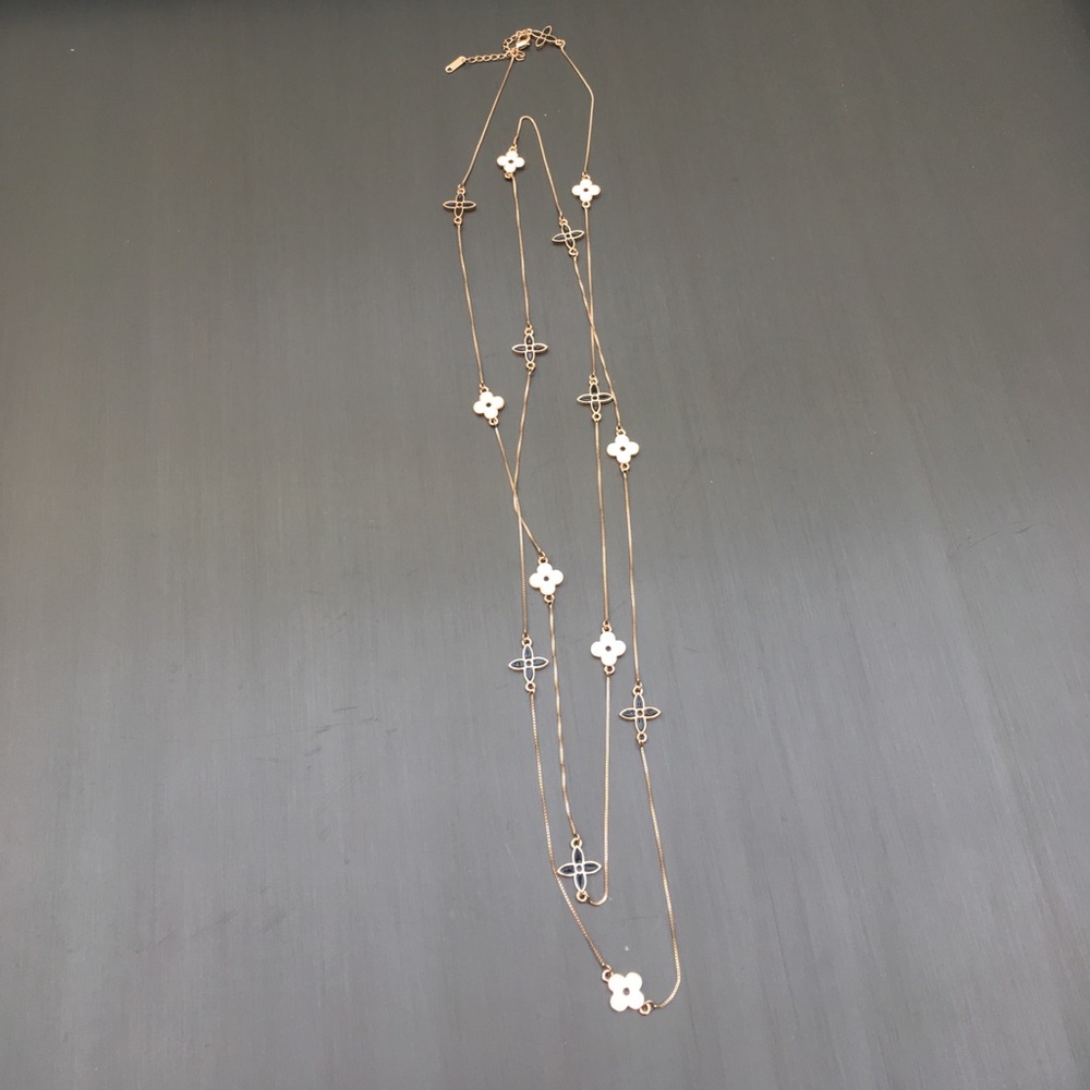 Extra long black and white necklace