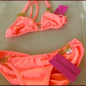 Salmon Gold Chain Bikini
