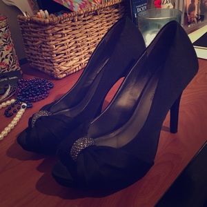 Black Heels with silver decor.
