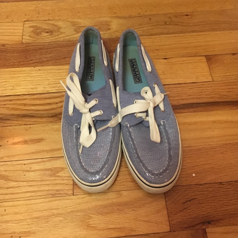 Light blue sequin sperrys