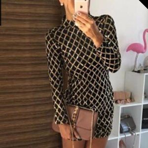 Black & Gold Sequin Party Dress