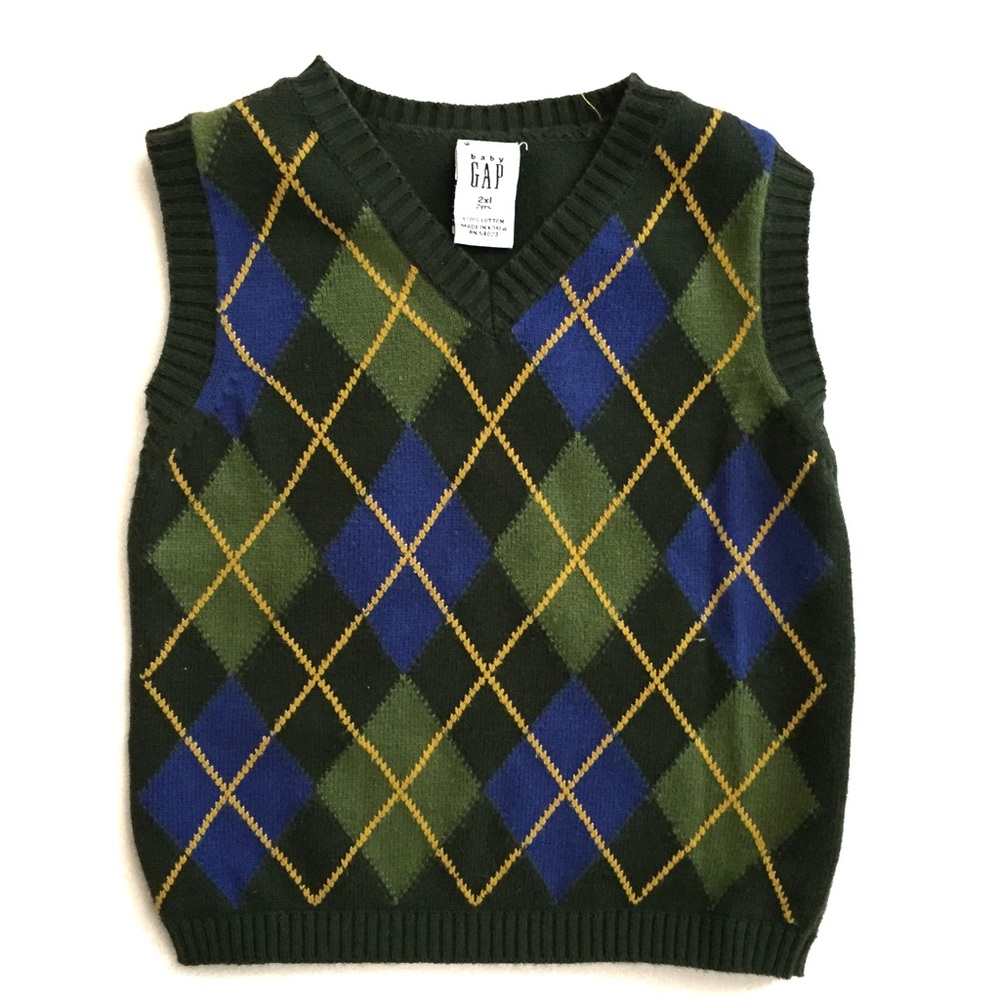 Baby Gap Boy's Argyle V Neck Vest 2XL 2 years