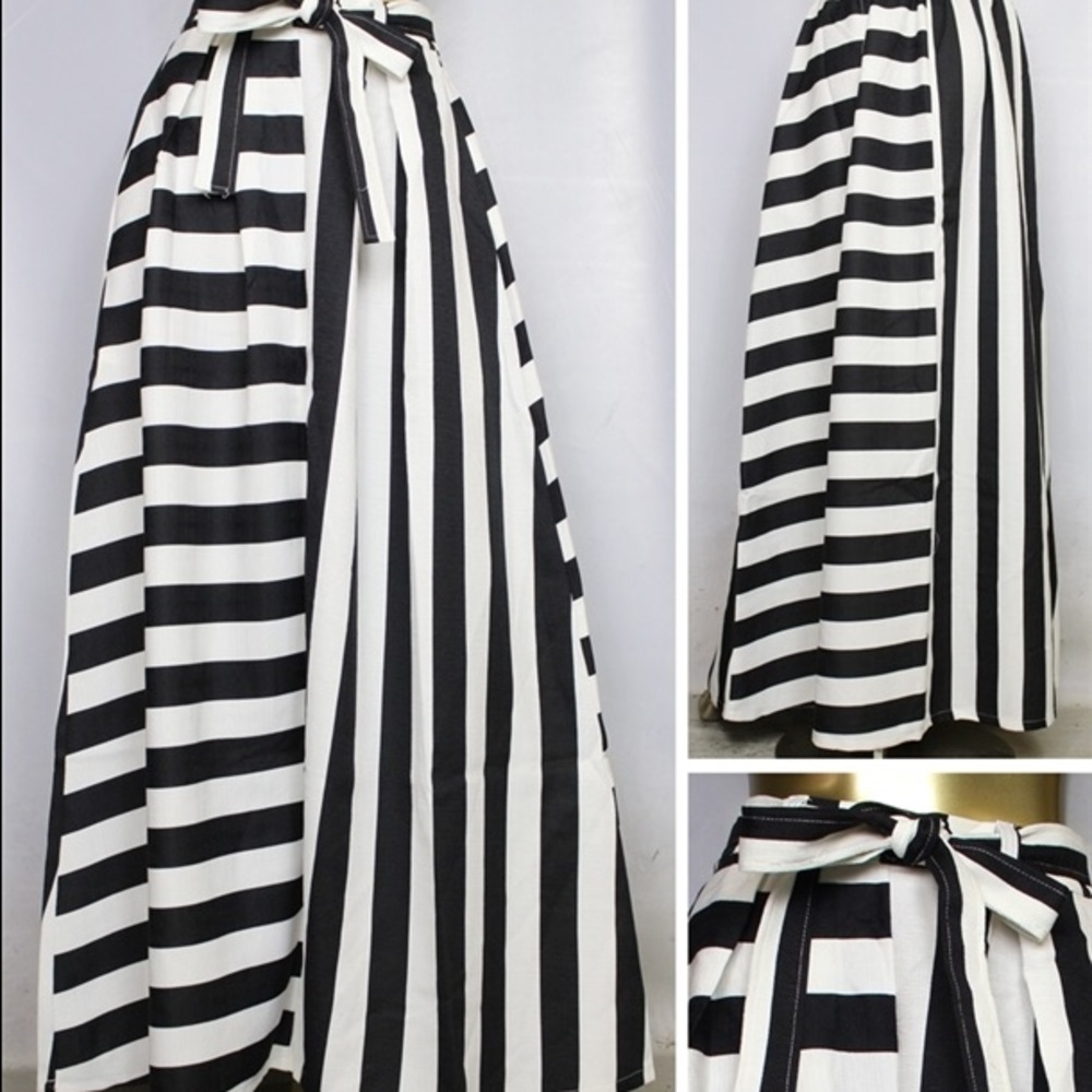 Black & White Stripe Maxi Skirt