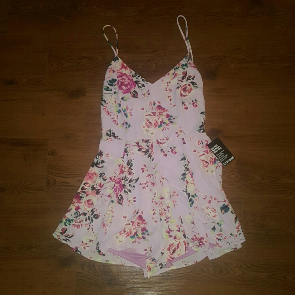 Express Romper Purple with Floral Pattern