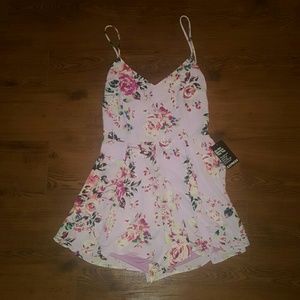 Express Romper Purple with Floral Pattern