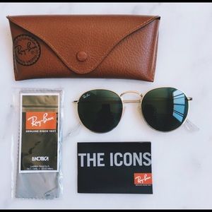 Round Rayban 3447 Gold and G-15
