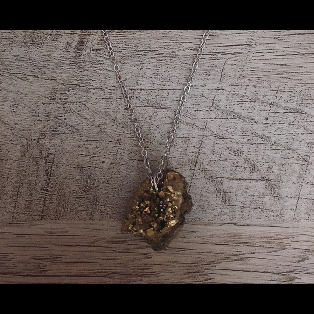 Sparkling Natural Cut gold Agate Mineral on Silver