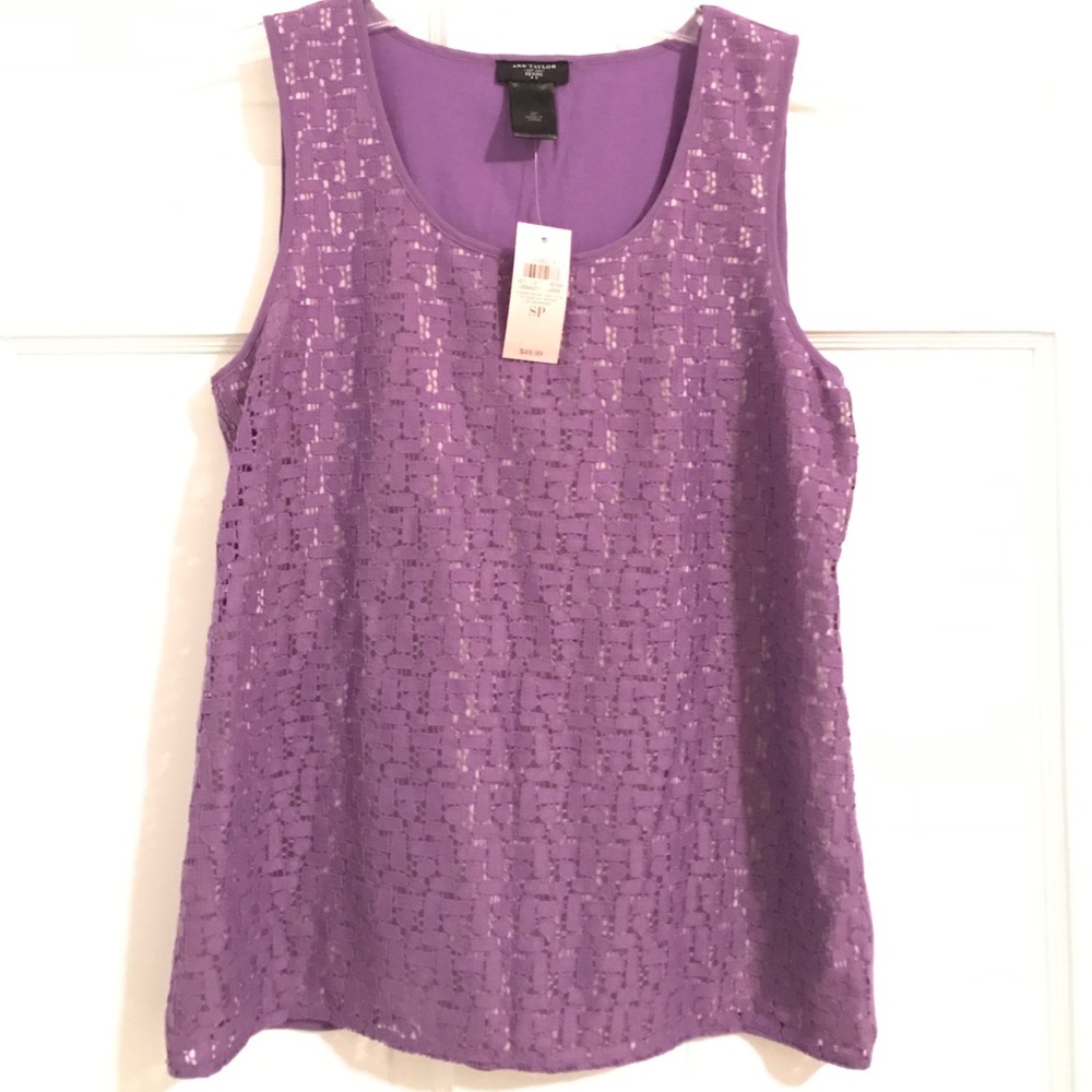 Ann Taylor tank with lace overlay, size SP