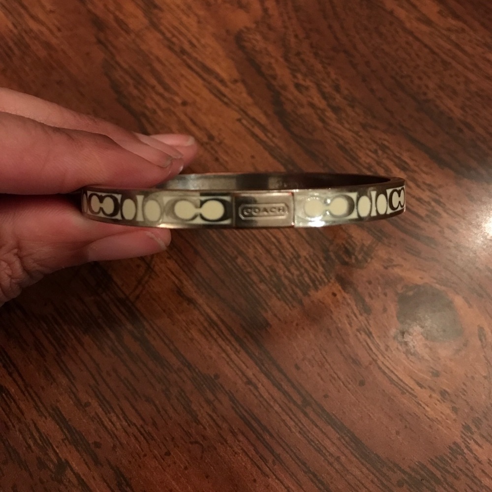 Coach Off-white and silver "C" Bangle Bracelet