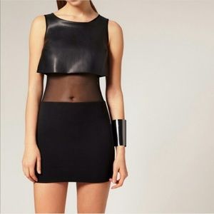 Asos Faux Leather/Sheer Mini Dress, 4
